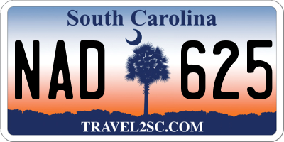 SC license plate NAD625