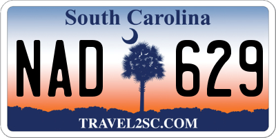 SC license plate NAD629