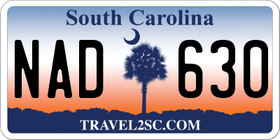 SC license plate NAD630
