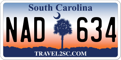 SC license plate NAD634