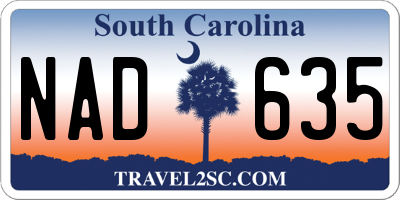 SC license plate NAD635