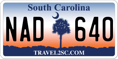 SC license plate NAD640