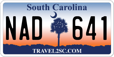 SC license plate NAD641