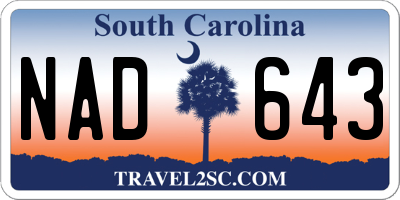 SC license plate NAD643