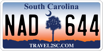 SC license plate NAD644