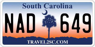 SC license plate NAD649