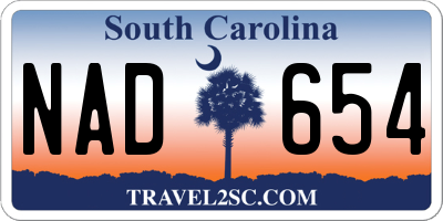 SC license plate NAD654