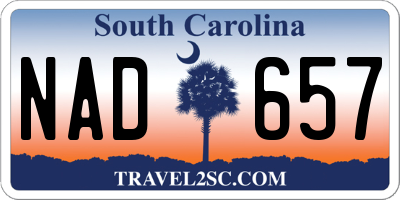 SC license plate NAD657
