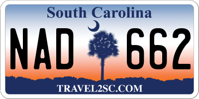 SC license plate NAD662