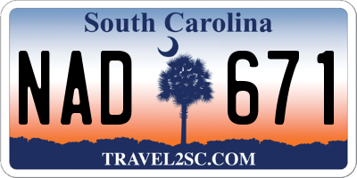 SC license plate NAD671
