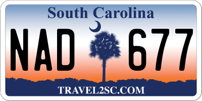 SC license plate NAD677