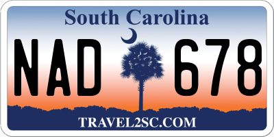 SC license plate NAD678