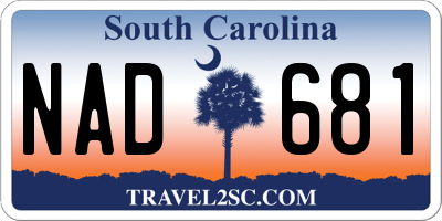 SC license plate NAD681