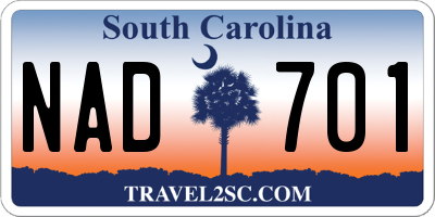SC license plate NAD701