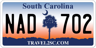 SC license plate NAD702