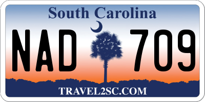 SC license plate NAD709
