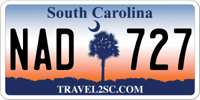 SC license plate NAD727