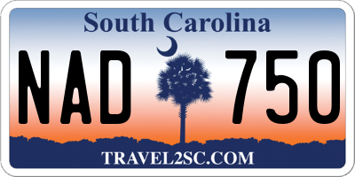 SC license plate NAD750