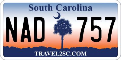 SC license plate NAD757