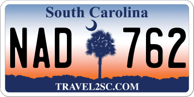SC license plate NAD762