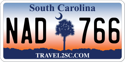SC license plate NAD766