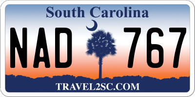SC license plate NAD767