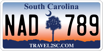 SC license plate NAD789