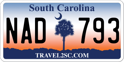 SC license plate NAD793