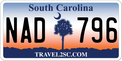 SC license plate NAD796