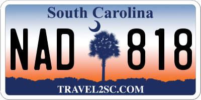 SC license plate NAD818