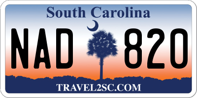 SC license plate NAD820