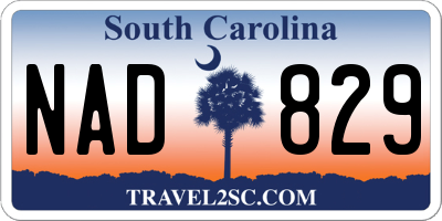 SC license plate NAD829