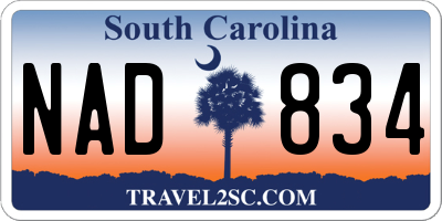 SC license plate NAD834