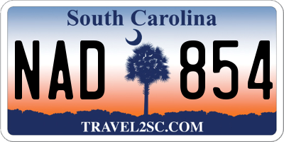 SC license plate NAD854