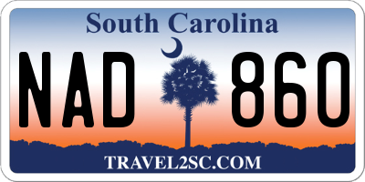 SC license plate NAD860