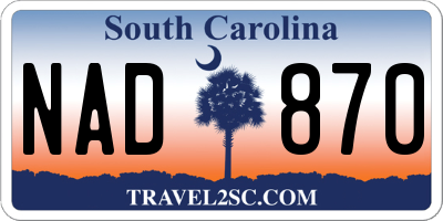 SC license plate NAD870