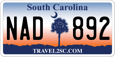 SC license plate NAD892
