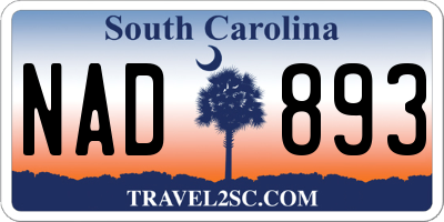 SC license plate NAD893