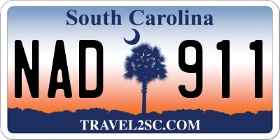 SC license plate NAD911