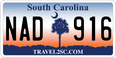 SC license plate NAD916