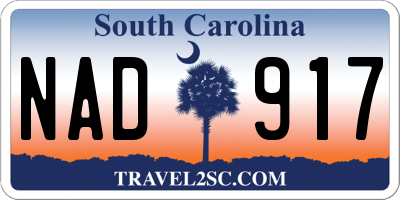 SC license plate NAD917