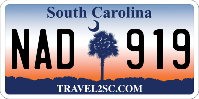 SC license plate NAD919