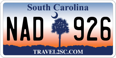 SC license plate NAD926