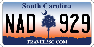 SC license plate NAD929