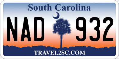 SC license plate NAD932