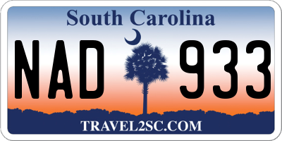 SC license plate NAD933