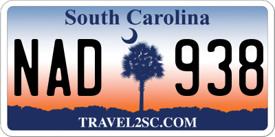 SC license plate NAD938