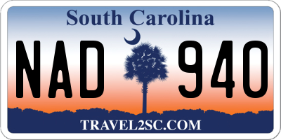 SC license plate NAD940
