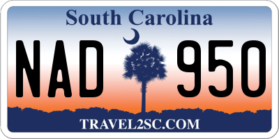SC license plate NAD950