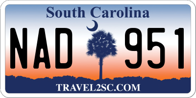 SC license plate NAD951